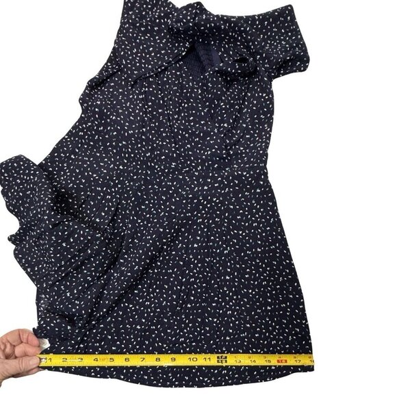 LIRA Navy White Grn Print Romper Women Small Cross Over Top Smocked Slinky Sexy - Picture 12 of 13